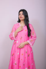 Blush Bloom Mul Chanderi Set