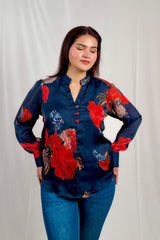Noor-e-Gul Floral Shirt Navy
