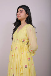 Lemon Bloom Mul Chanderi Angrakha Set