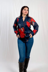 Noor-e-Gul Floral Shirt Navy