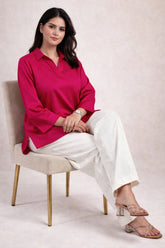 Gulabi Grace Satin Shirt Pink