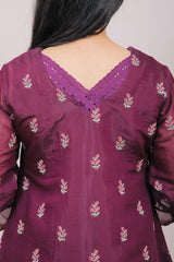 Wine Bloom Mul Chanderi Anarkali Set