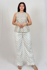 Phoolkari Cotton Peplum Co-ord Set