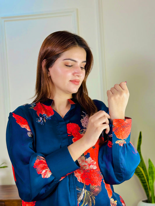 Crimson Flora Luxe Shirt