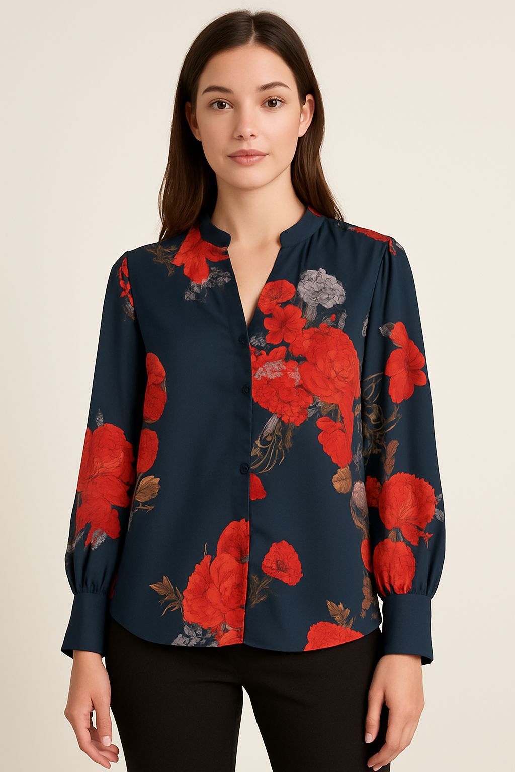 Crimson Flora Luxe Shirt