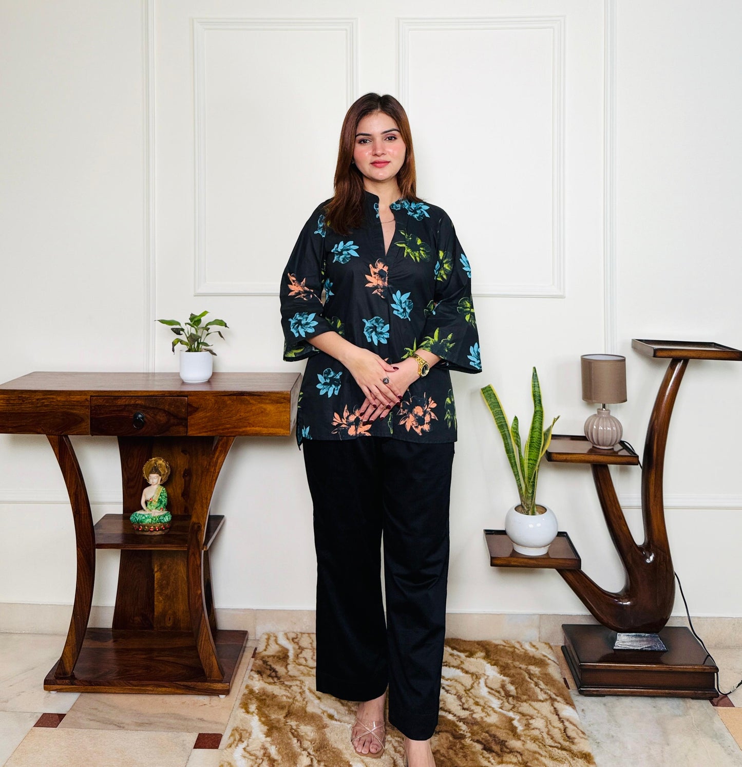 Noir Bloom Cotton Co-ord Set