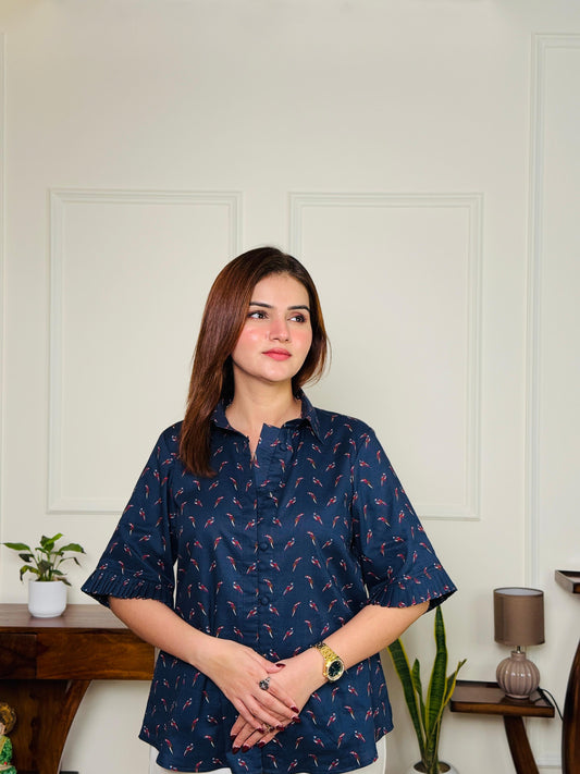 Midnight Parrot Cambric Tunic