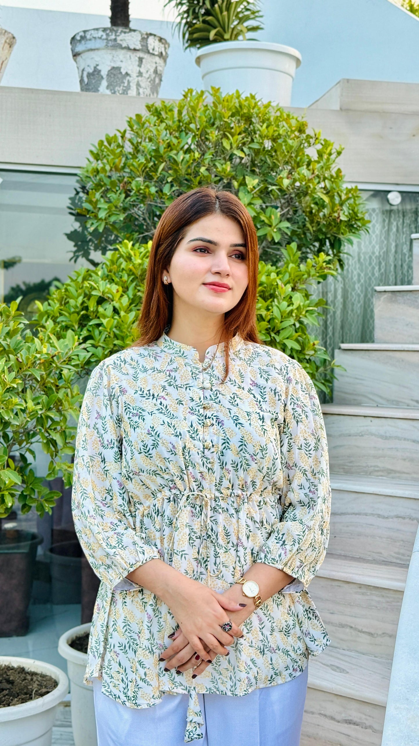 Ethereal Bloom Viscose Georgette Tunic