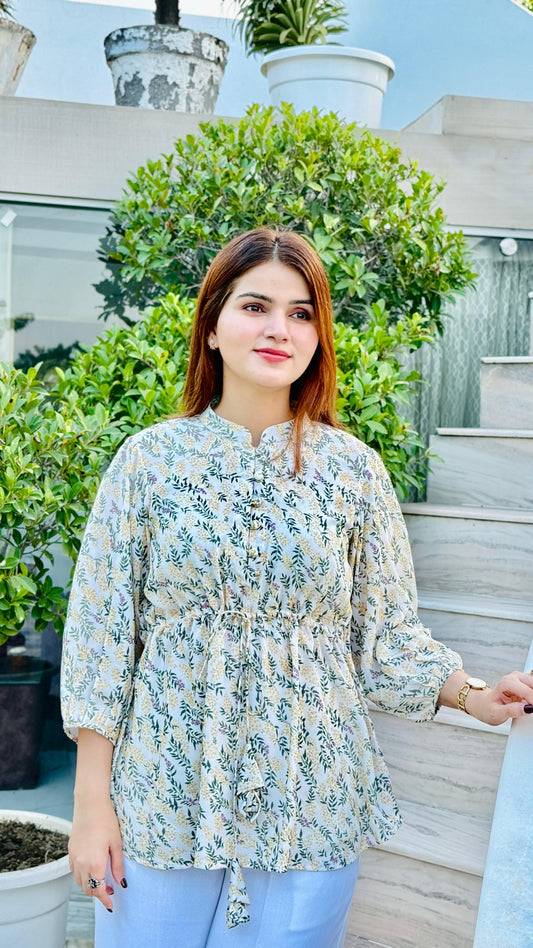 Ethereal Bloom Viscose Georgette Tunic