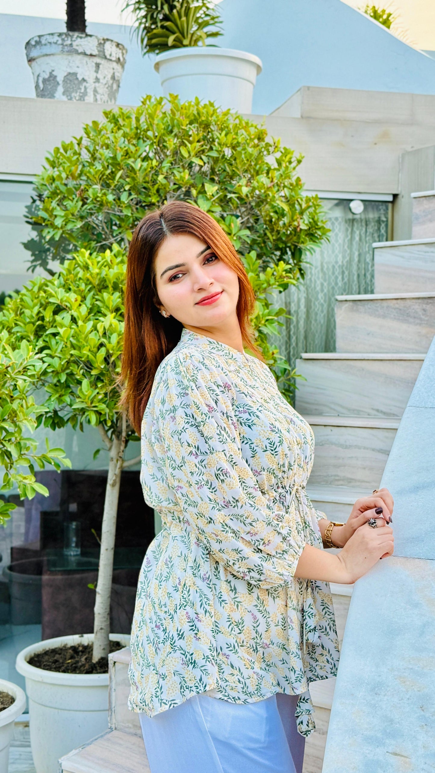 Ethereal Bloom Viscose Georgette Tunic