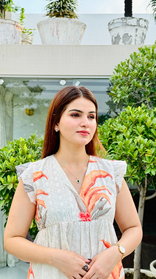 Sunset Bloom Cotton Shifli Top