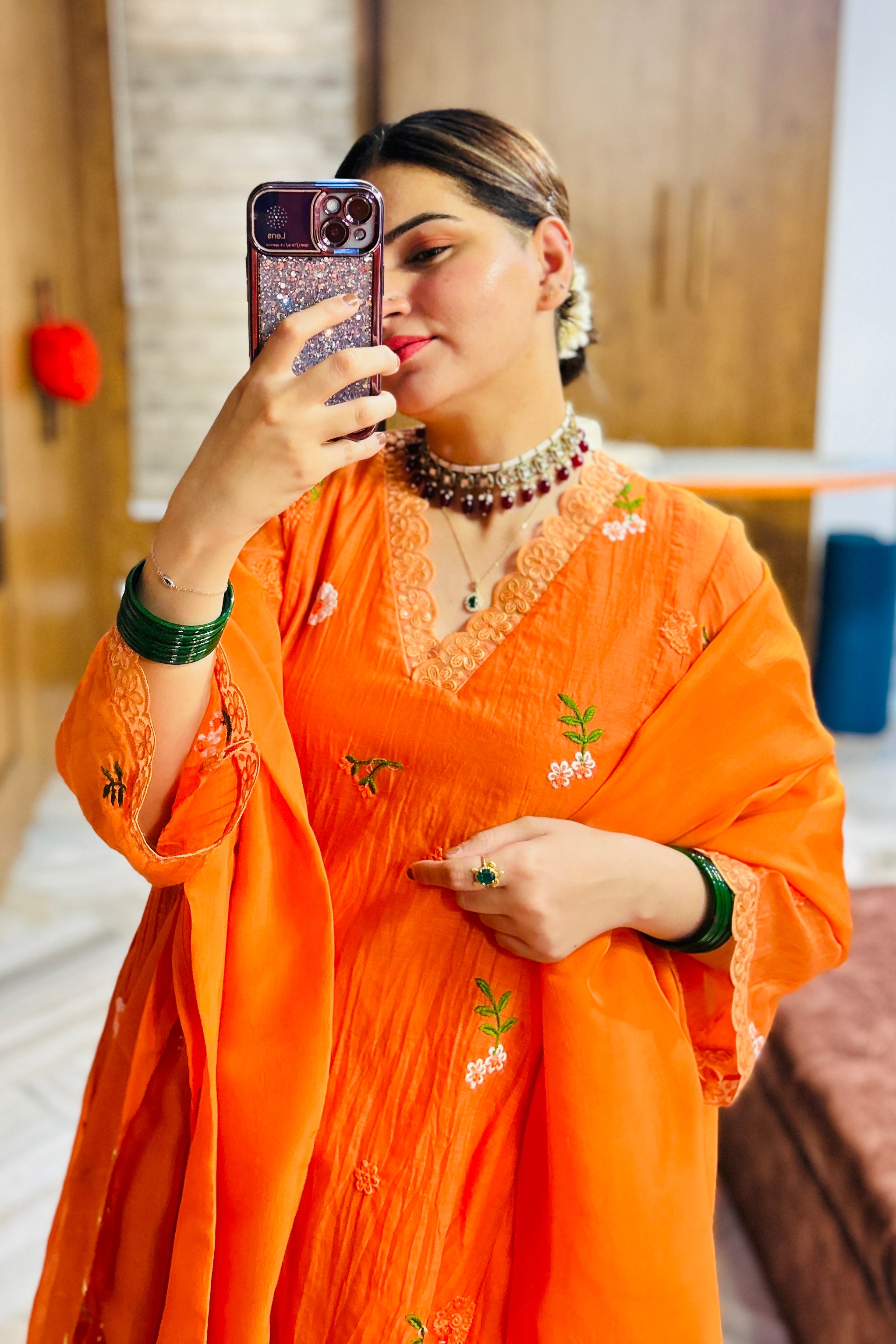 Mahira Mul Chanderi Anarkali Set