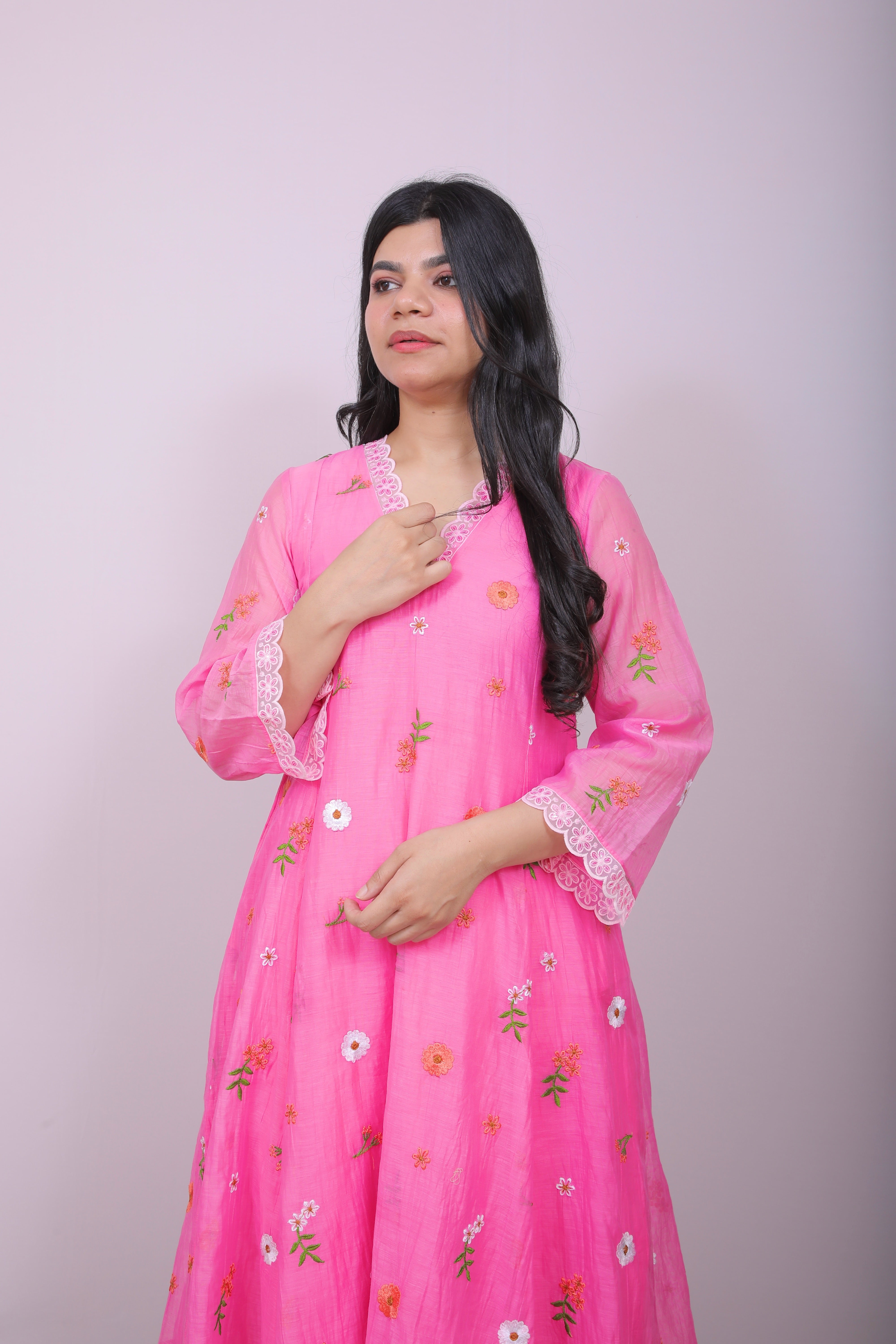 Blush Bloom Mul Chanderi Set
