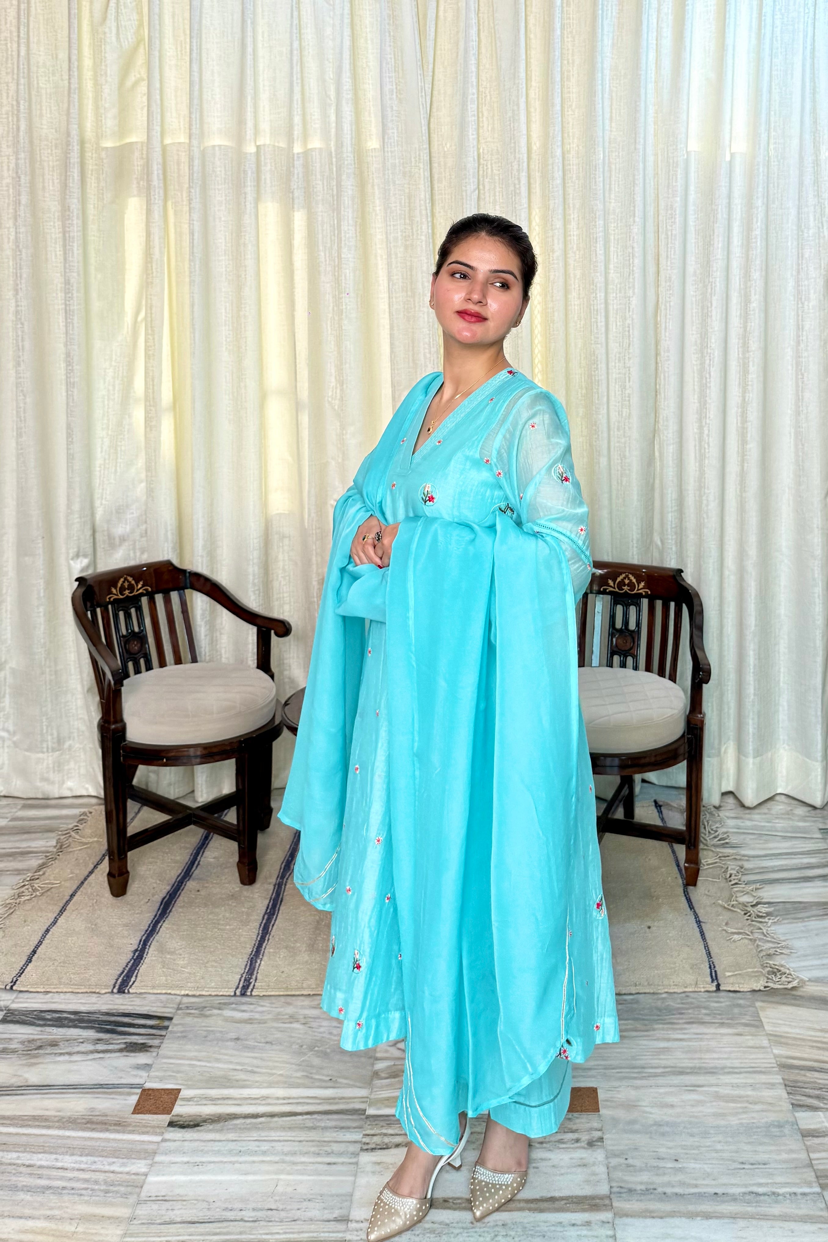 Kiara Mul Chanderi Anarkali Set