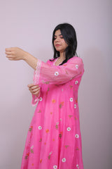 Blush Bloom Mul Chanderi Set