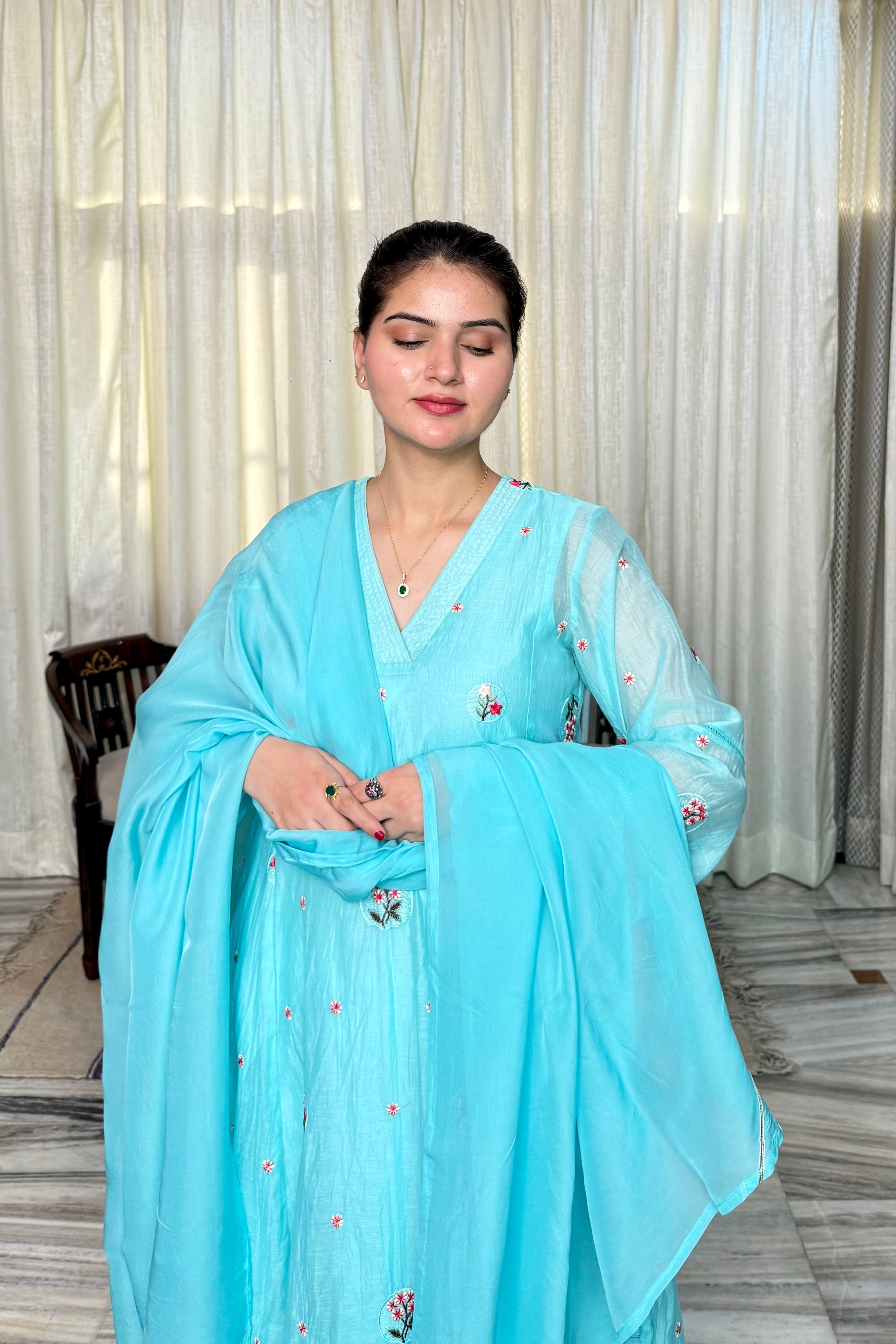 Kiara Mul Chanderi Anarkali Set