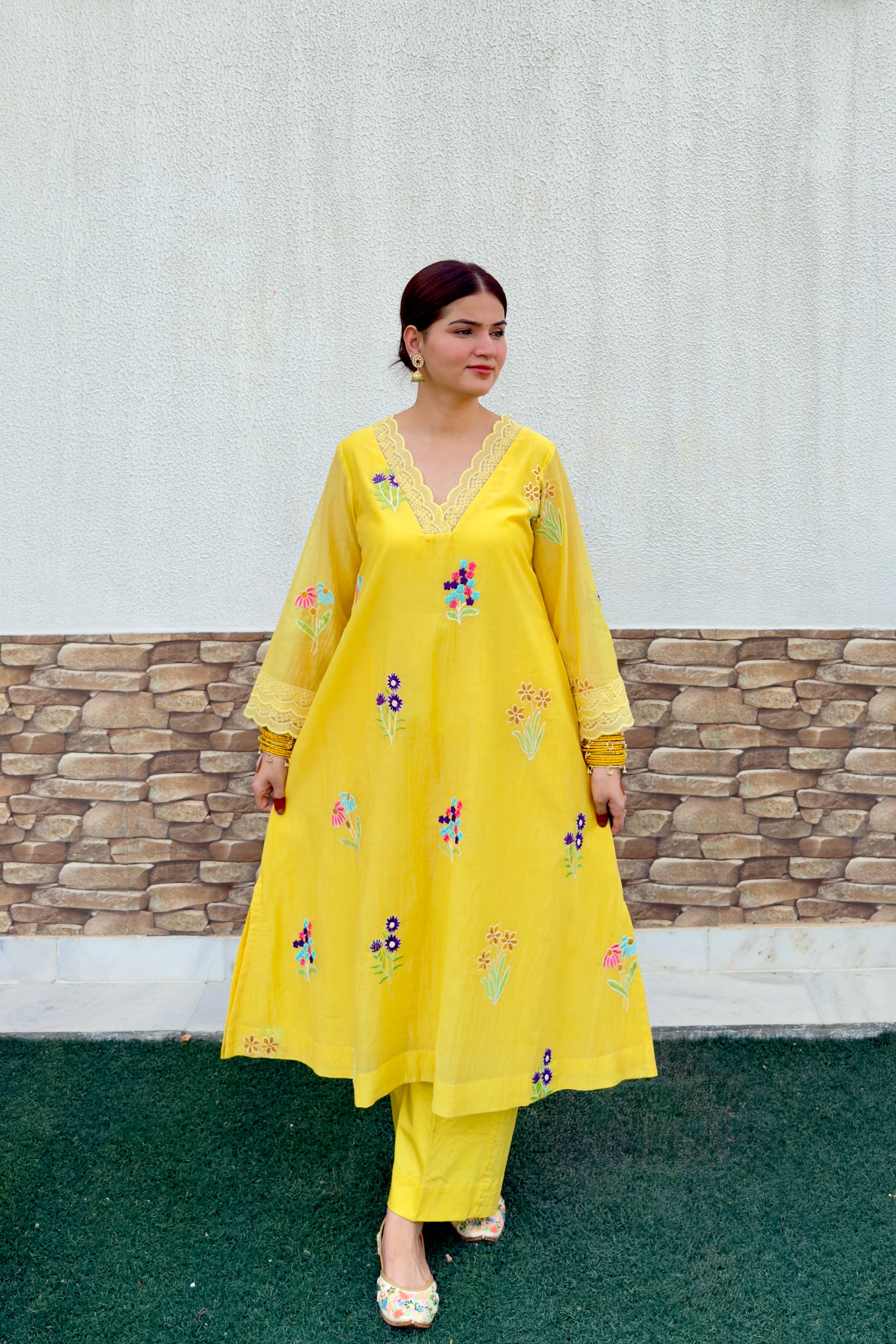 Zehra Mul Chanderi A Line Set