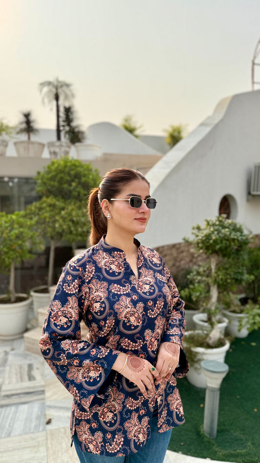 Midnight Paisley Pashmina Top