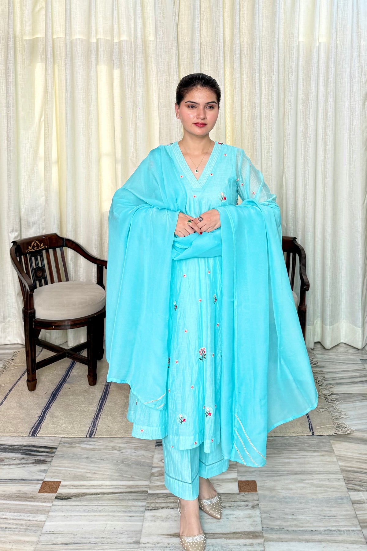 Kiara Mul Chanderi Anarkali Set