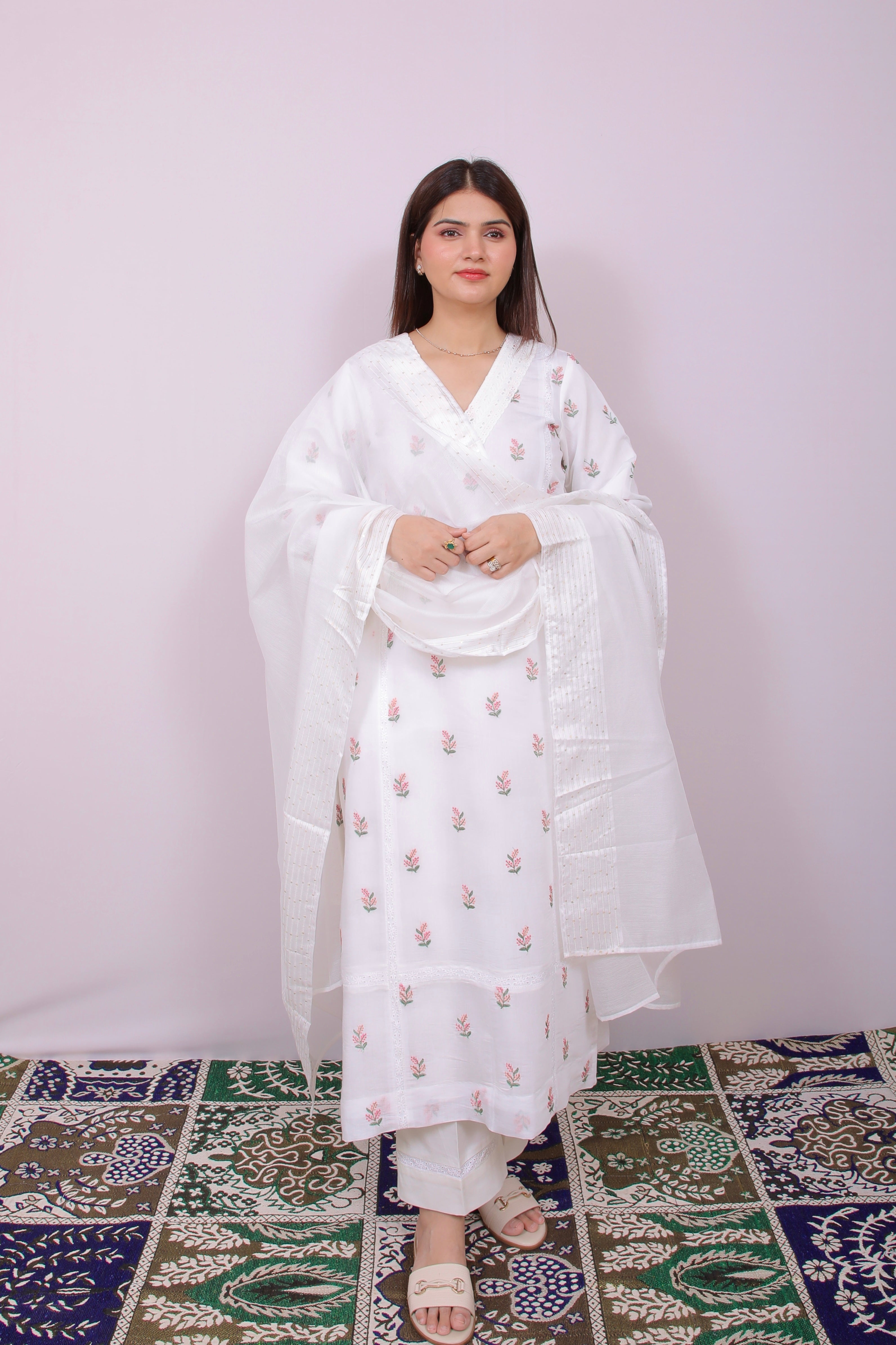 The Ivory Ethereal Mul Chanderi Set