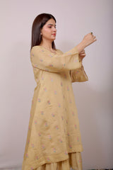 Sunheri Mul Chanderi Anarkali Set