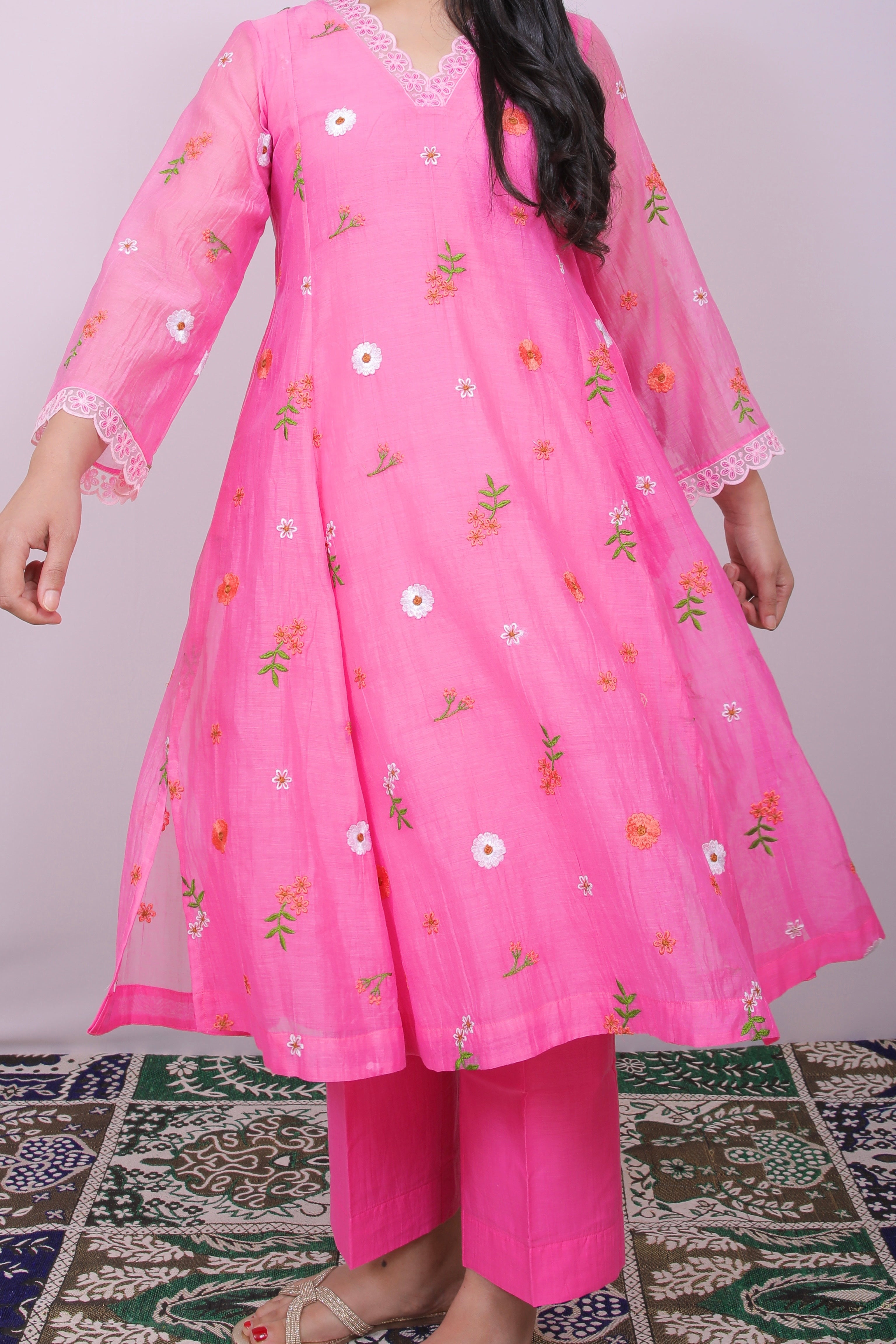 Blush Bloom Mul Chanderi Set