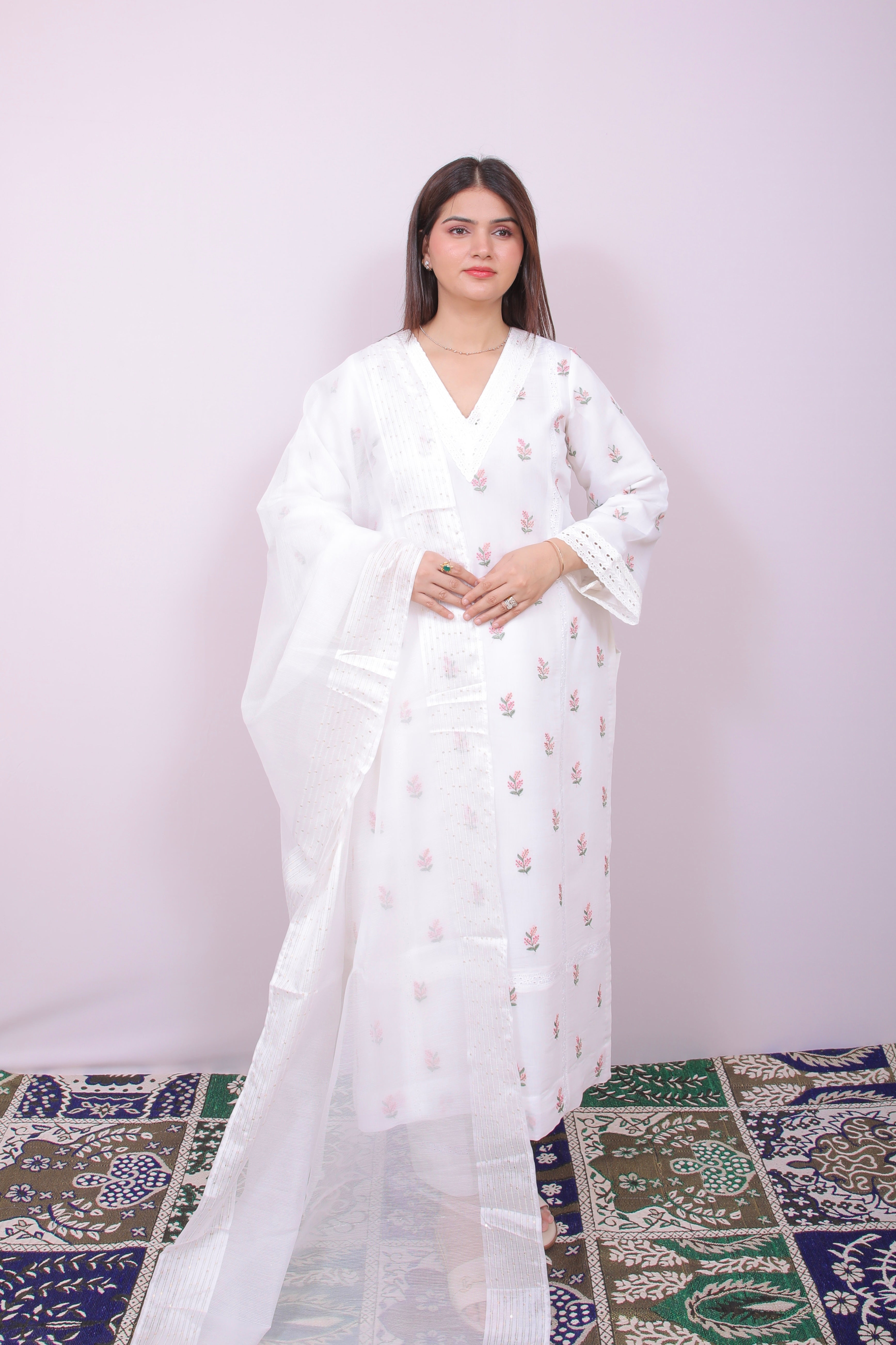 The Ivory Ethereal Mul Chanderi Set