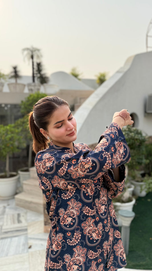 Midnight Paisley Pashmina Top