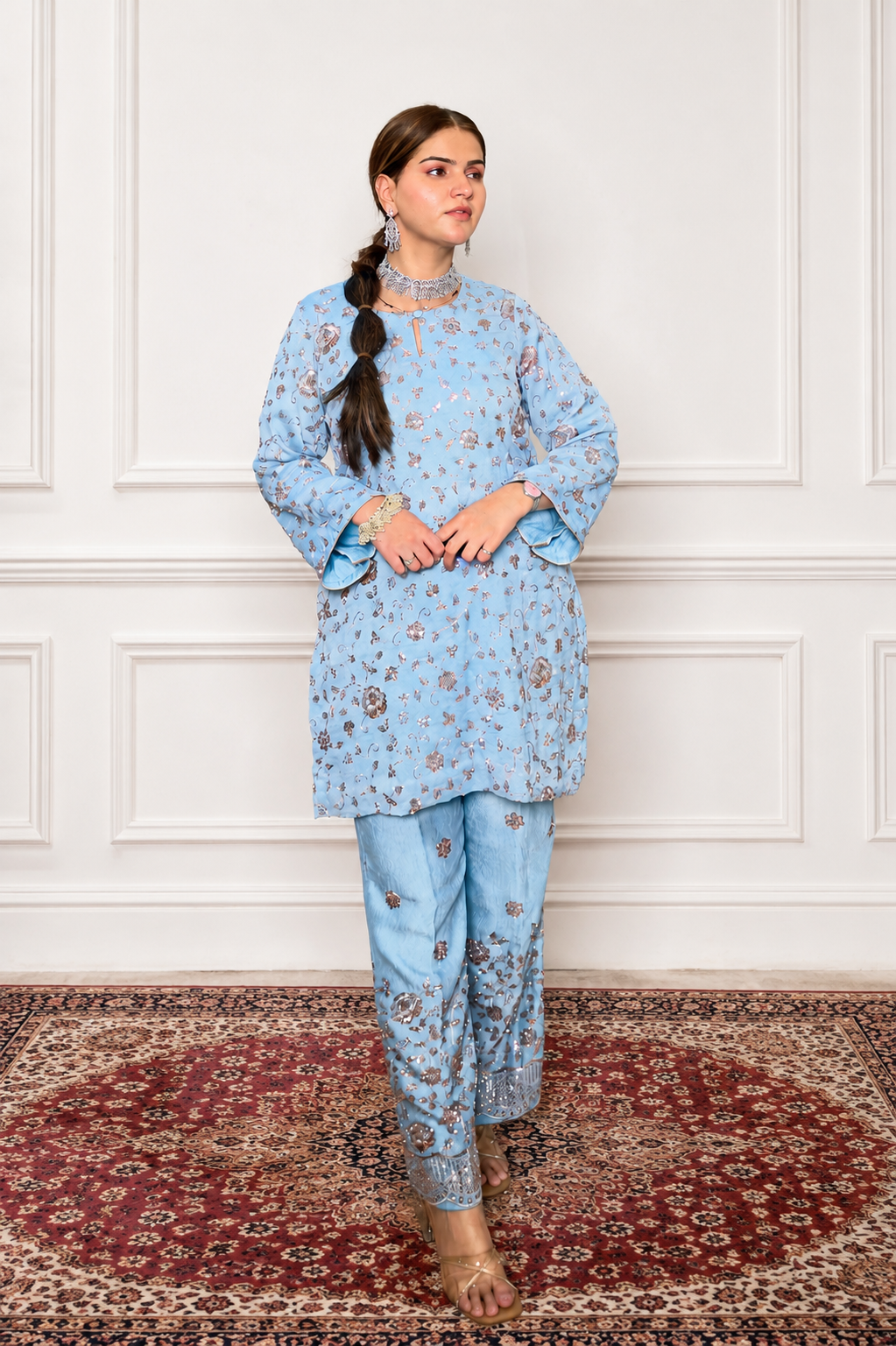 Sitara Powder Blue Ethnic Suit Set