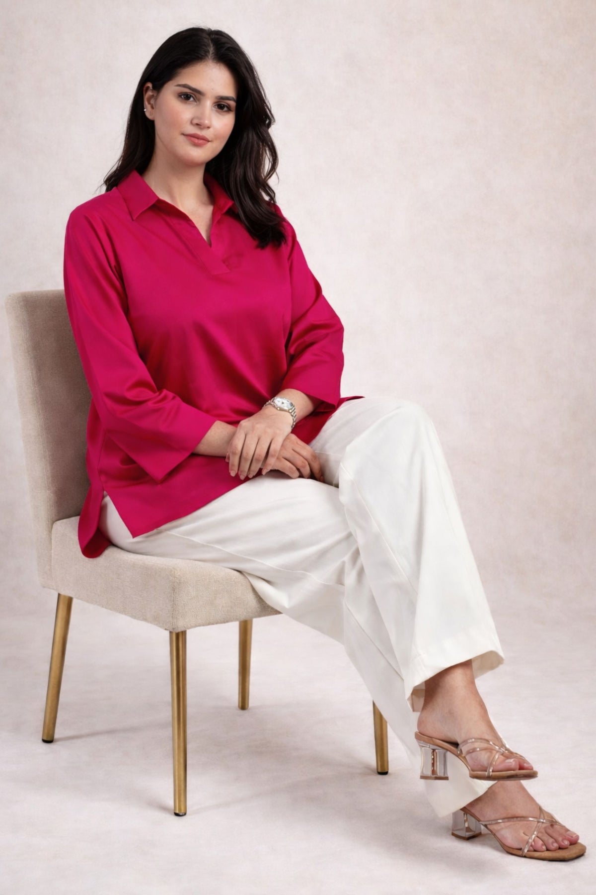 Gulabi Grace Satin Shirt Pink