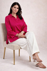 Gulabi Grace Satin Shirt Pink