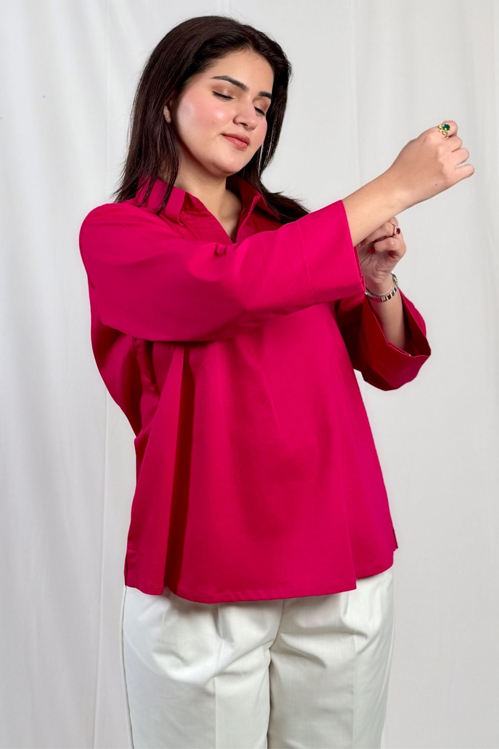 Gulabi Grace Satin Shirt Pink