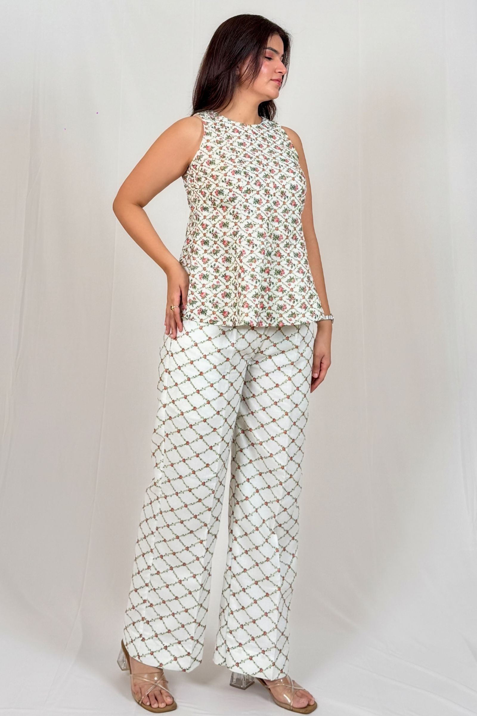 Phoolkari Cotton Peplum Co-ord Set