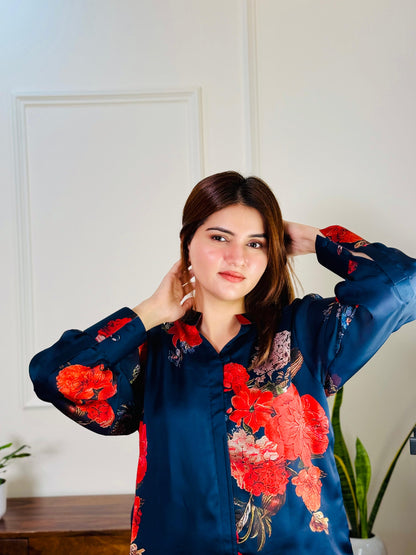 Crimson Flora Luxe Shirt