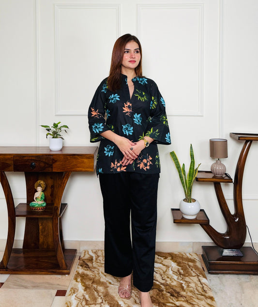 Noir Bloom Cotton Co-ord Set