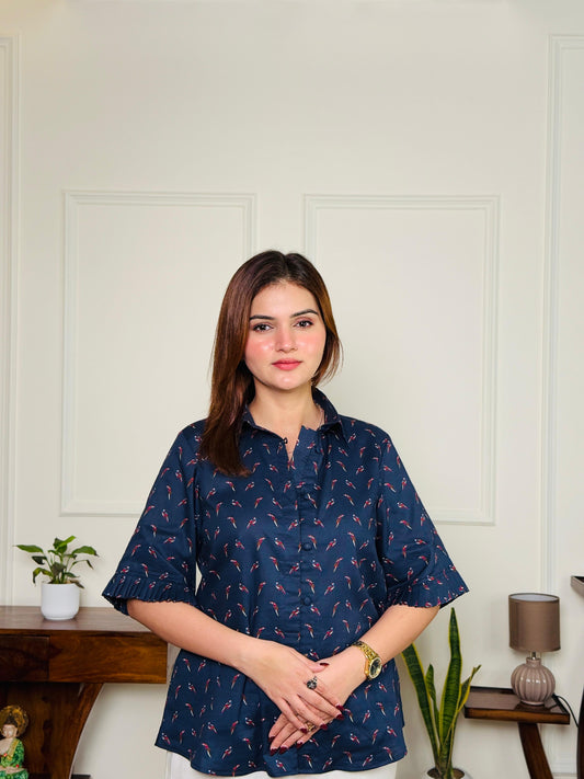 Midnight Parrot Cambric Tunic