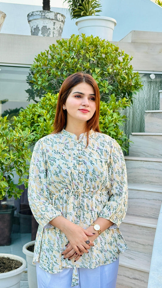 Ethereal Bloom Viscose Georgette Tunic