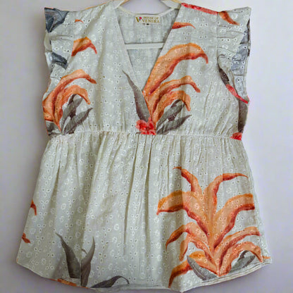 Sunset Bloom Cotton Shifli Top